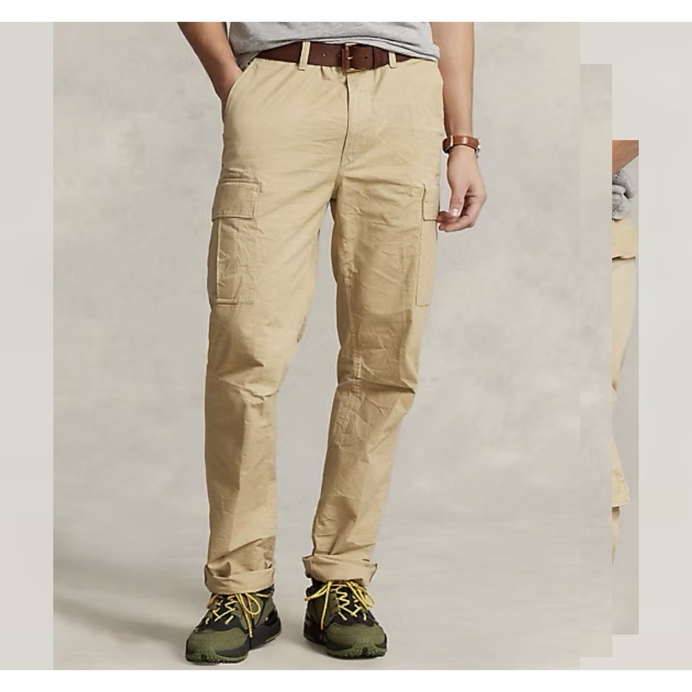NEW Polo Ralph Lauren Pants Men 46x32 Big Tall Cargo Khaki Utility Cargo Pocket